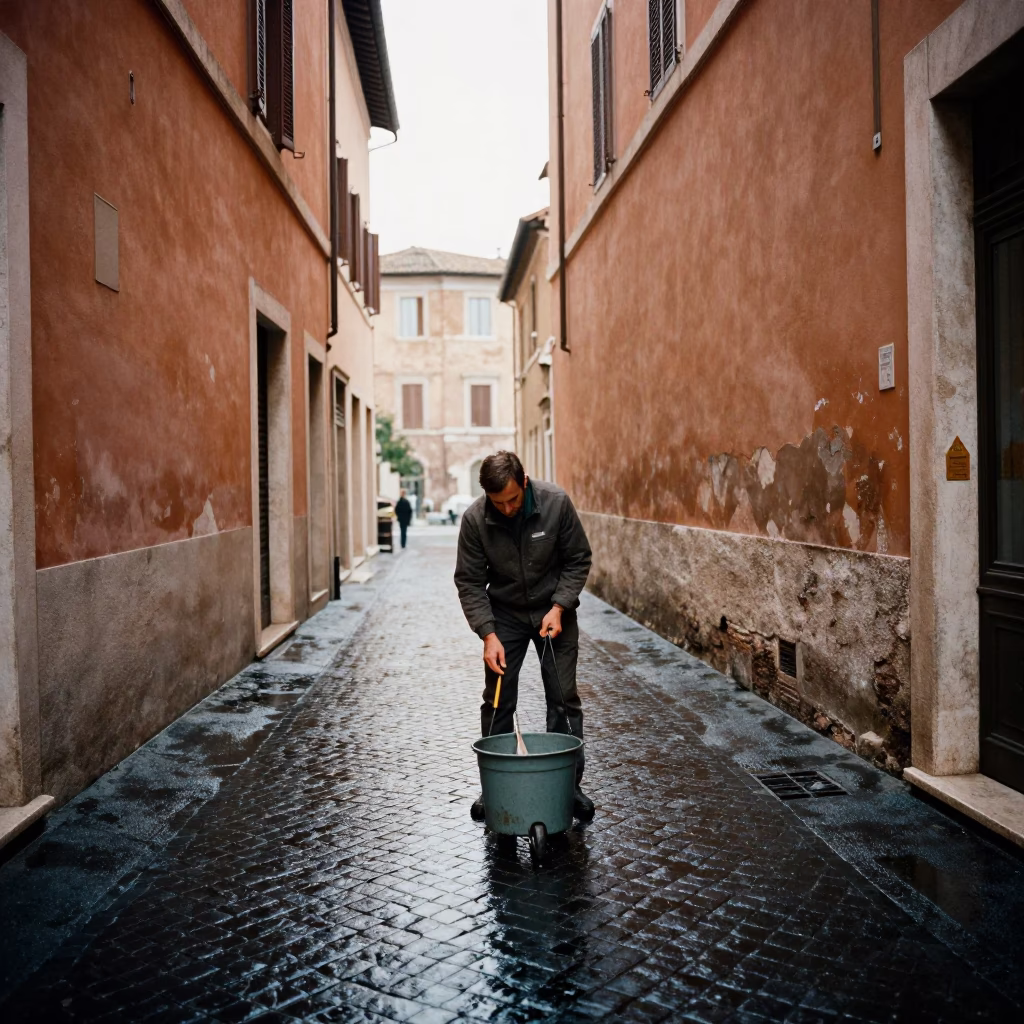 Cleaning Pot in Rome in in Rome, Italy
