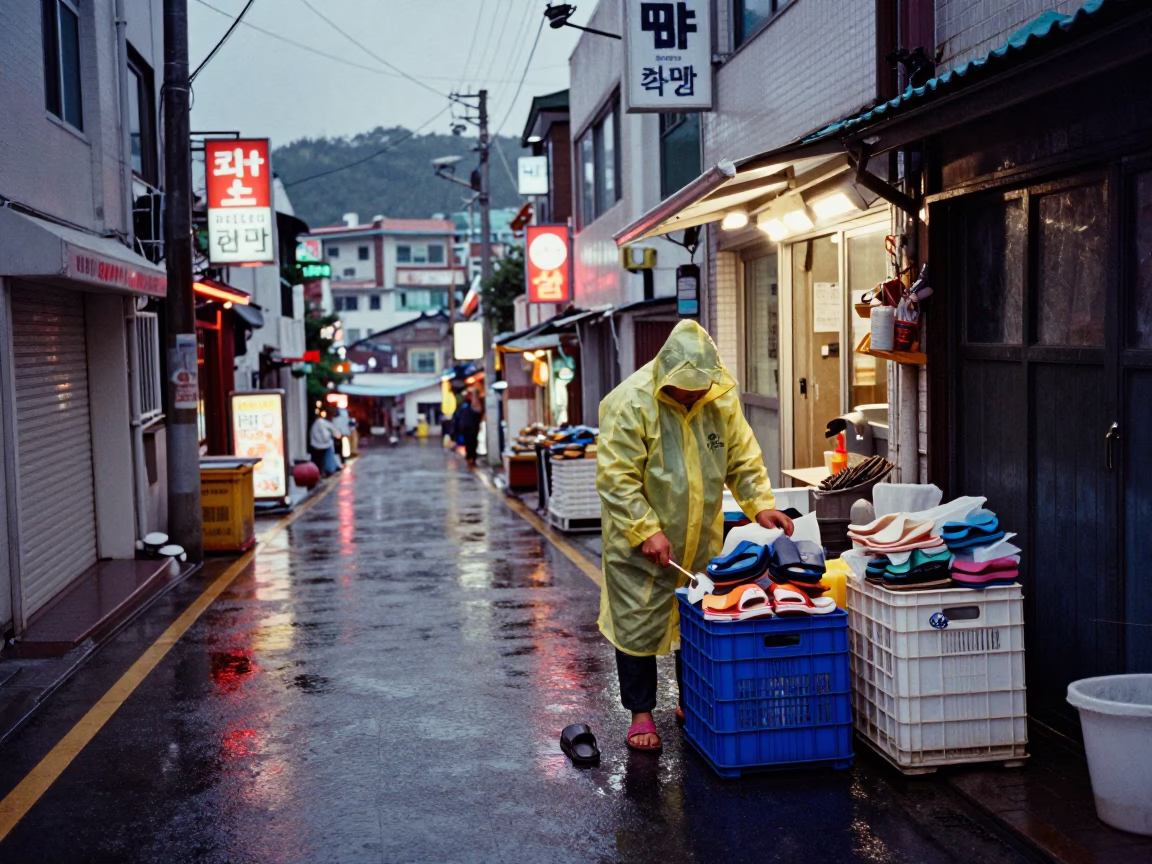 Cleaning Sandals in Busan in in Busan, South Korea