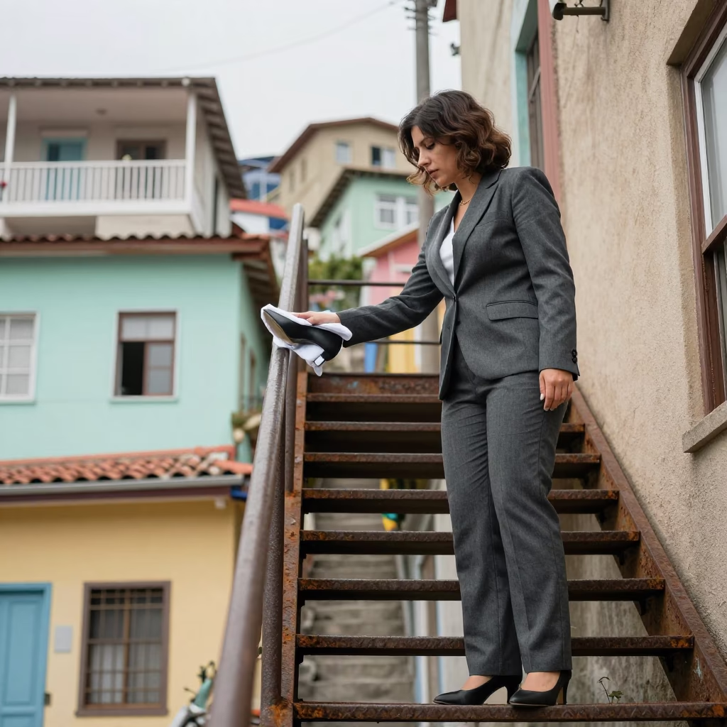 Cleaning Shoe in Valparaiso in in Valparaiso, Chile