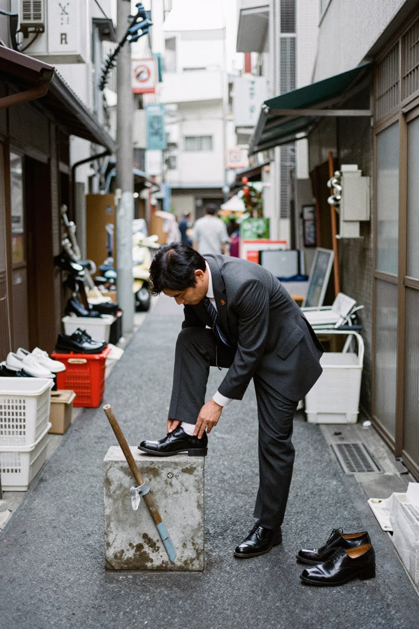 Cleaning Shoes in Tokyo in in Tokyo, Japan