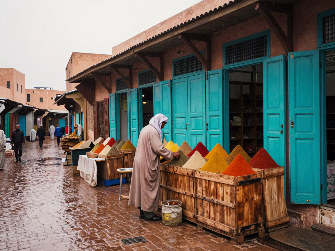 Cleaning Spices in Marrakech in in Marrakech, Morocco