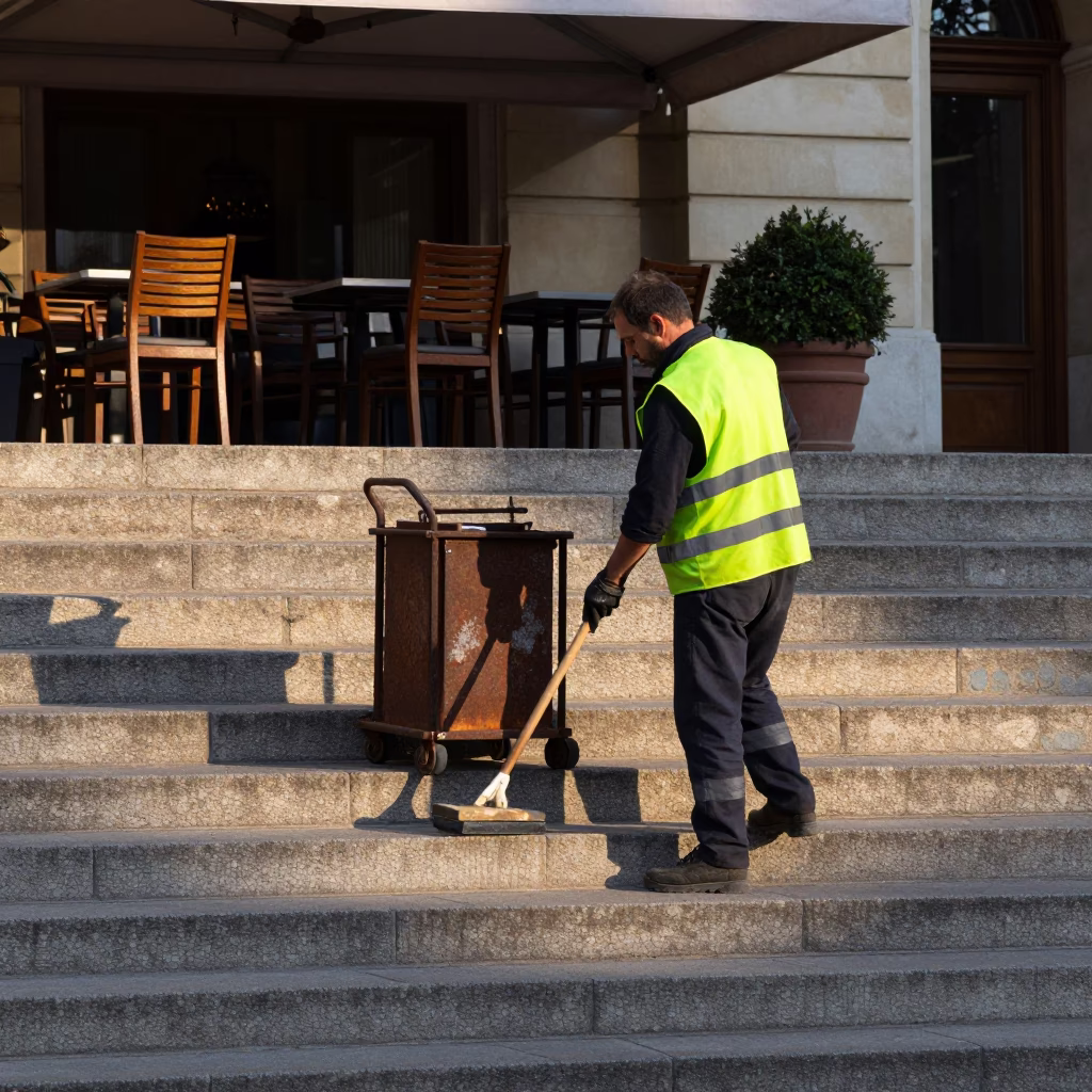 Cleaning Stairs in Budapest in in Budapest, Hungary