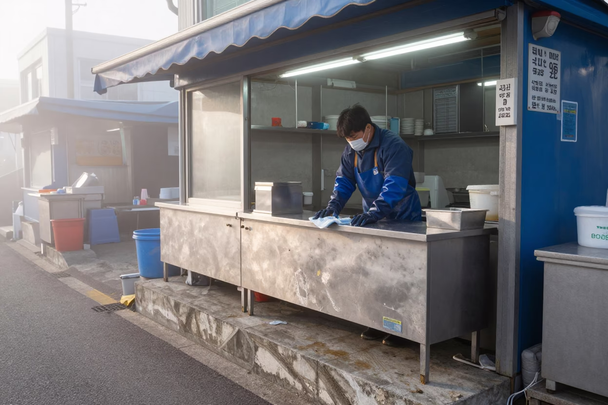Cleaning Stall in Busan in in Busan, South Korea
