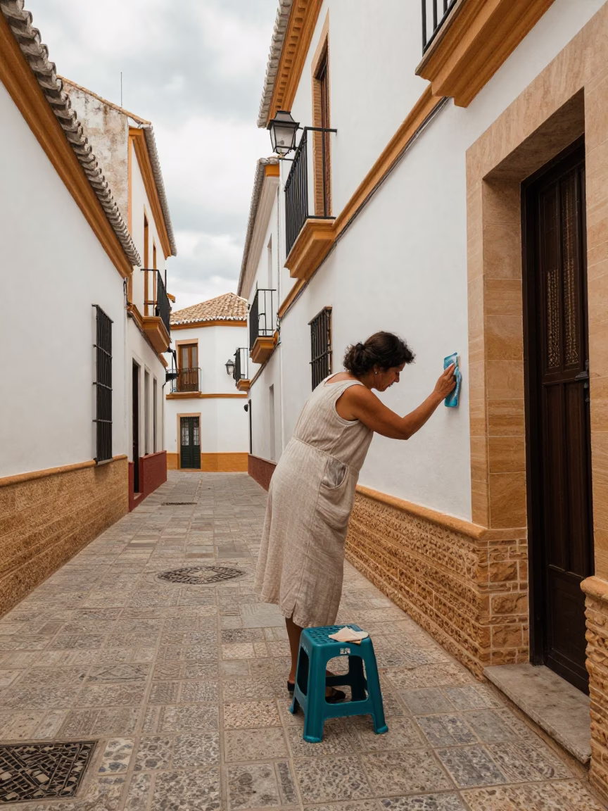 Cleaning Tiles in Granada in in Granada, Spain