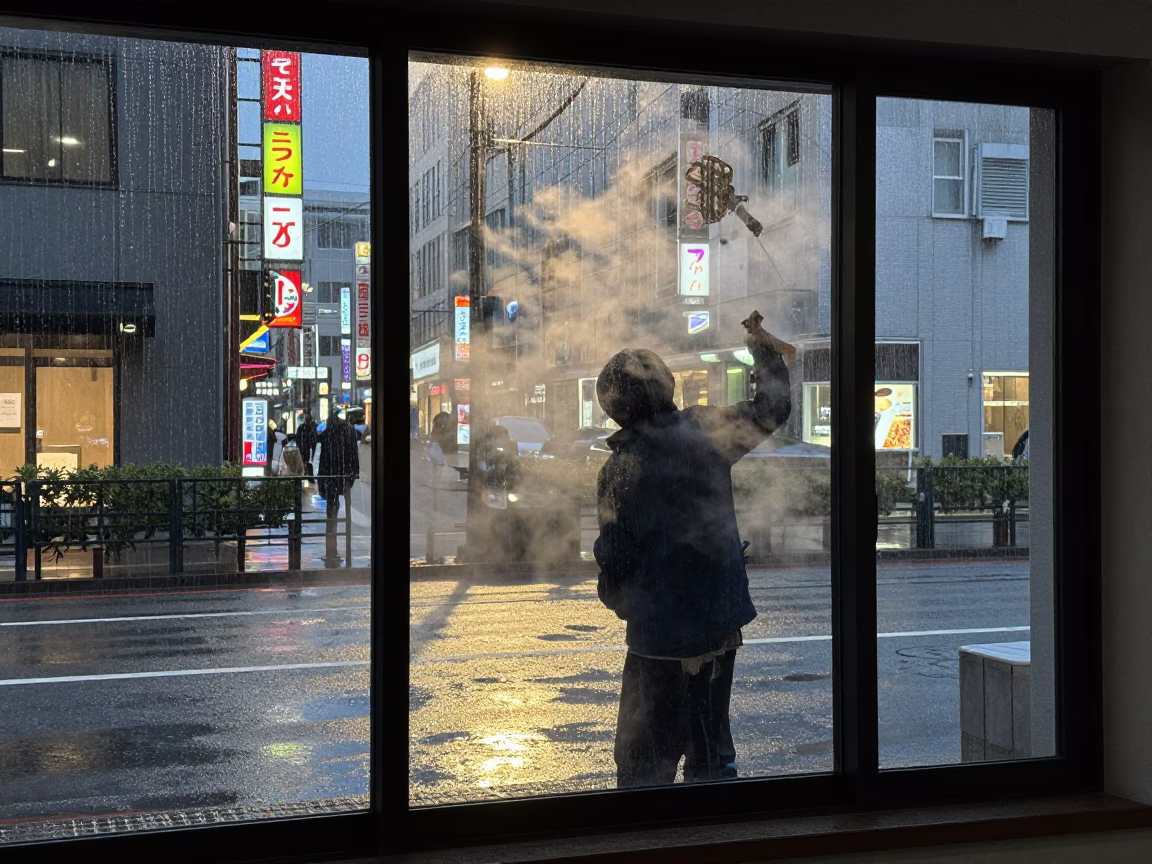 Cleaning Window in Sapporo in in Sapporo, Japan