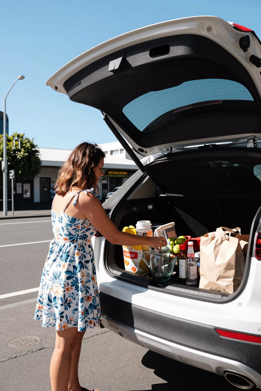 Clear afternoon street scene in Auckland New Zealand with everyday items in in Auckland, New Zealand