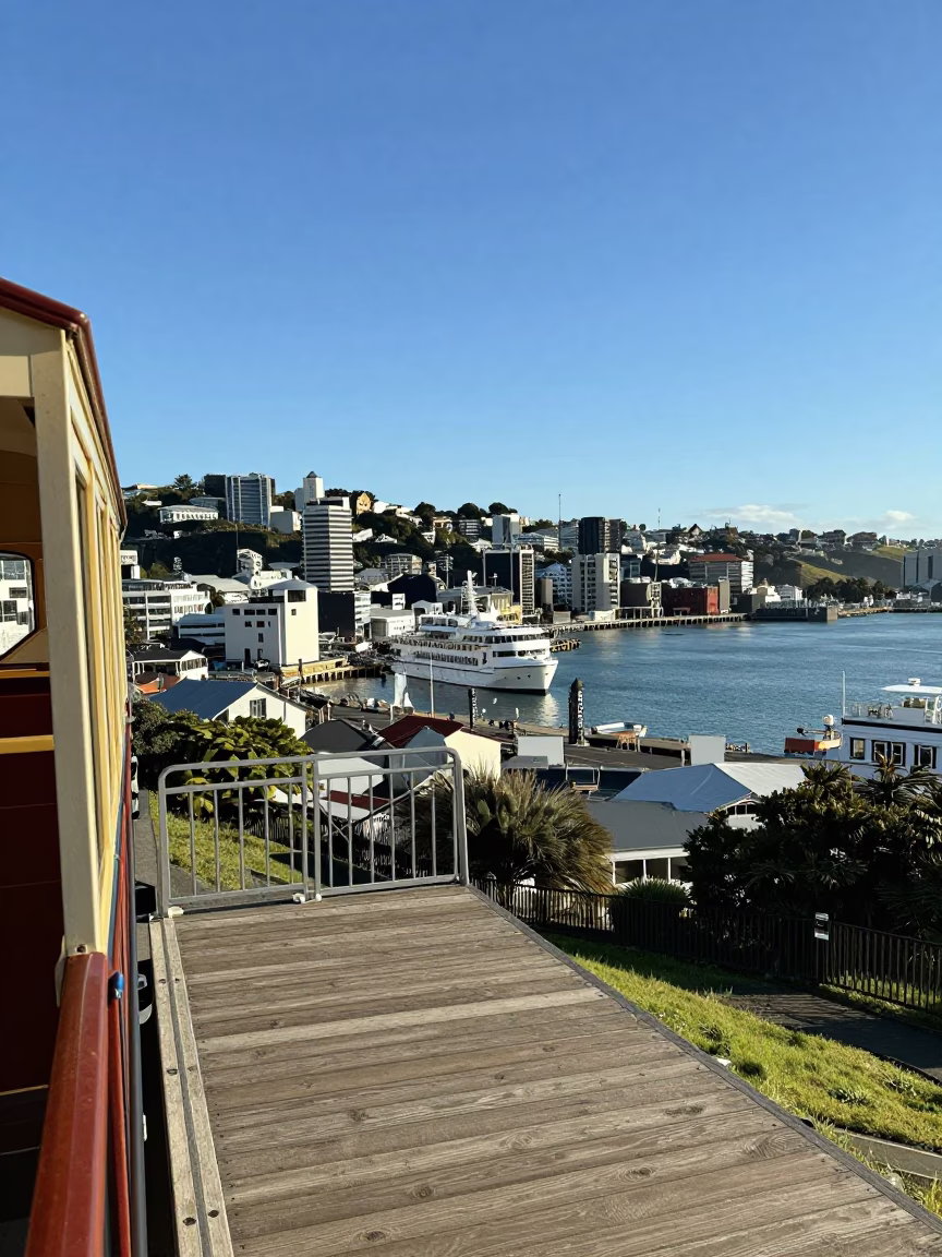 Clear Afternoon View of Wellington Harbor From Cable Car Station in in Wellington, New Zealand