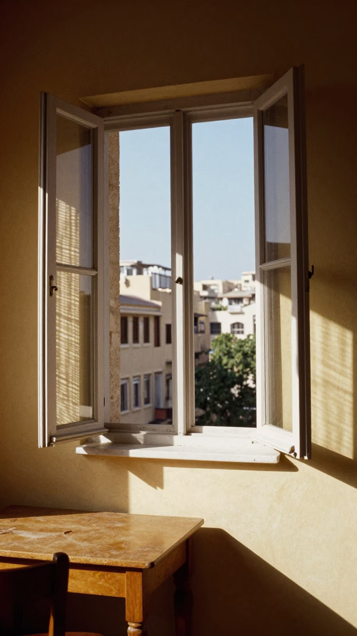 Clear Late-afternoon Light on Apartment Window in Beirut in in Beirut, Lebanon