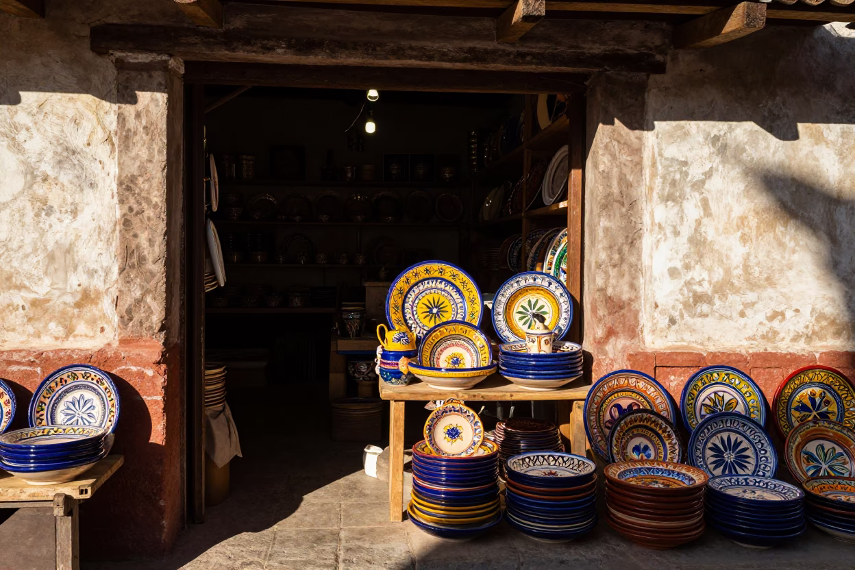 Clear Late-afternoon Light on Displayed Market in Oaxaca in in Oaxaca, Mexico