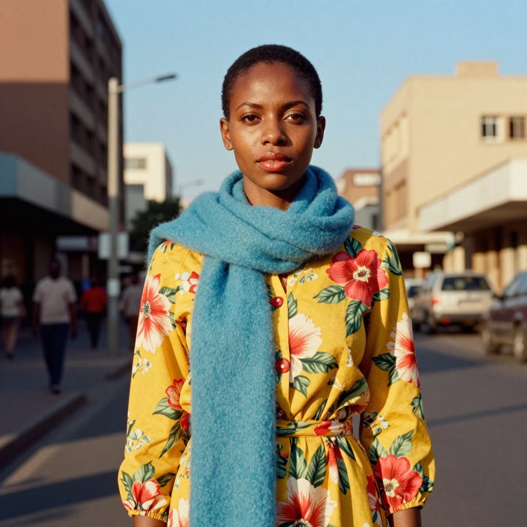 Clear Late-afternoon Light on Fashion Portrait in Johannesburg in in Johannesburg, South Africa