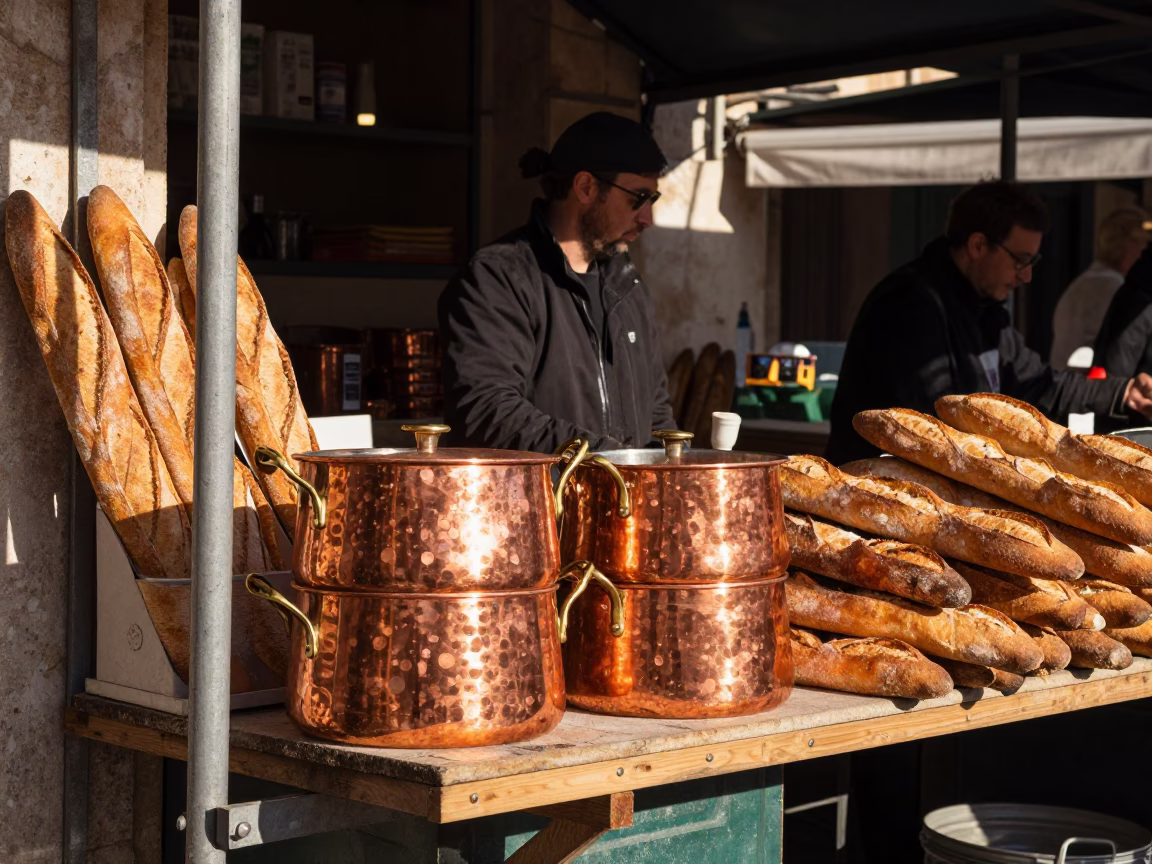Clear Late-afternoon Light on Fresh Baguettes in Marseille in in Marseille, France