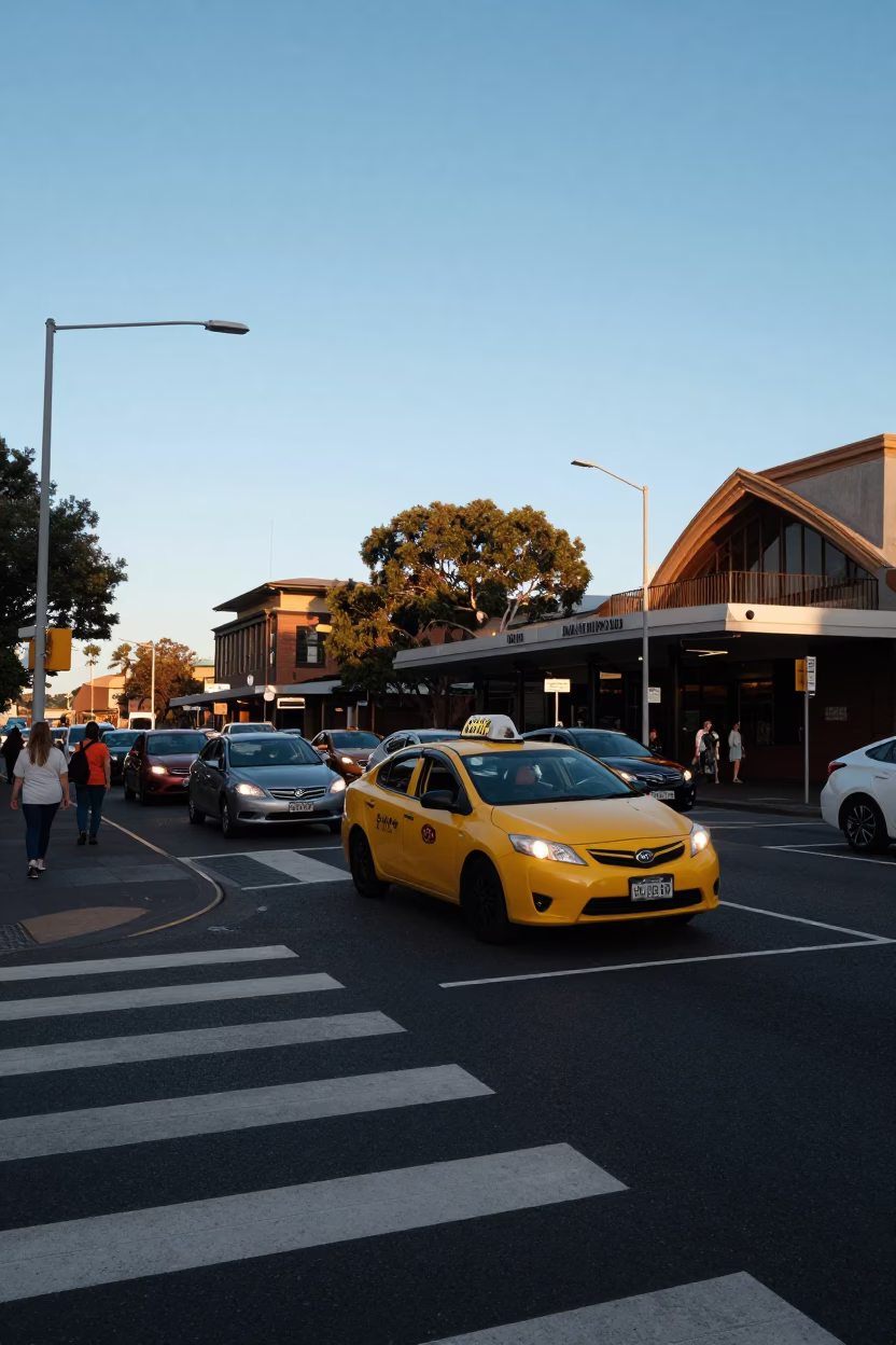 Clear Late-afternoon Light on Pedestrian Crossing in Sydney in in Sydney, New South Wales, Australia