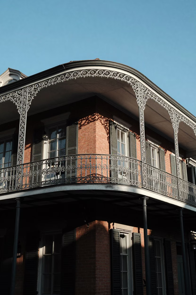 Clear Late-afternoon Light on Quarter Balcony in New Orleans in in New Orleans, Louisiana, United States