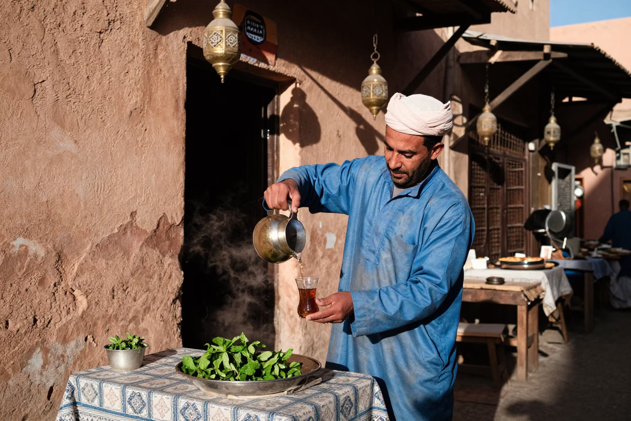 Clear Late-afternoon Light on Service Souk in Marrakech in in Marrakech, Morocco