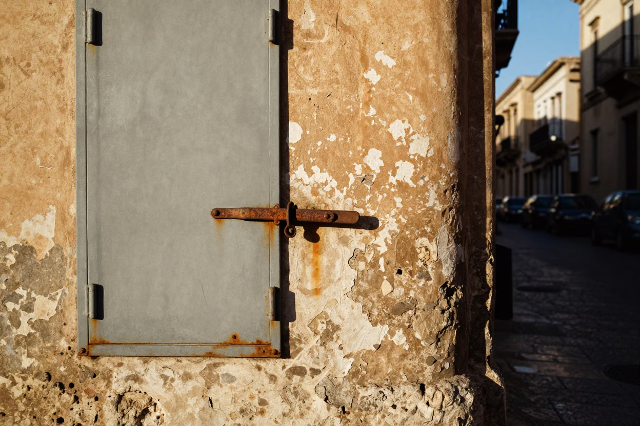 Clear Late-afternoon Light on Street Corner in Palermo in in Palermo, Italy