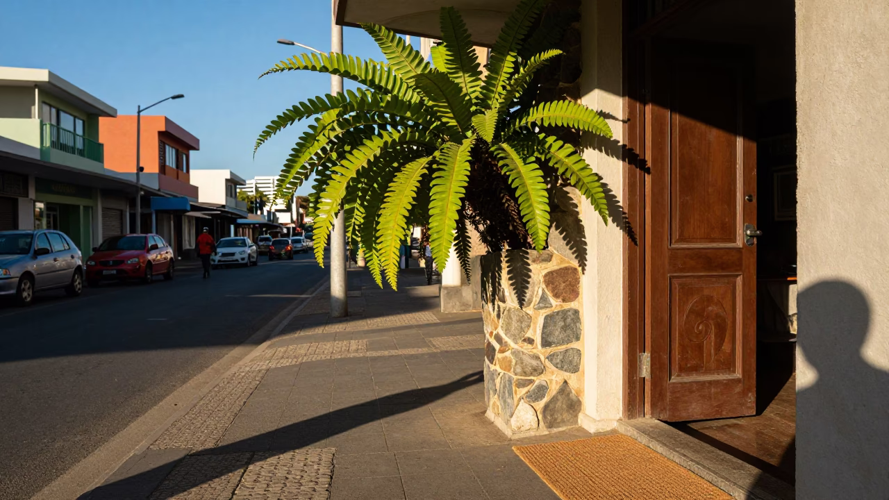 Clear Late-afternoon Light on Street Scene in Durban in in Durban, South Africa