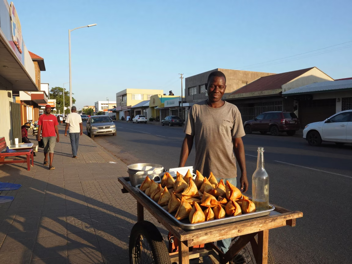 Clear Late-afternoon Light on Street Scene in Durban in in Durban, South Africa