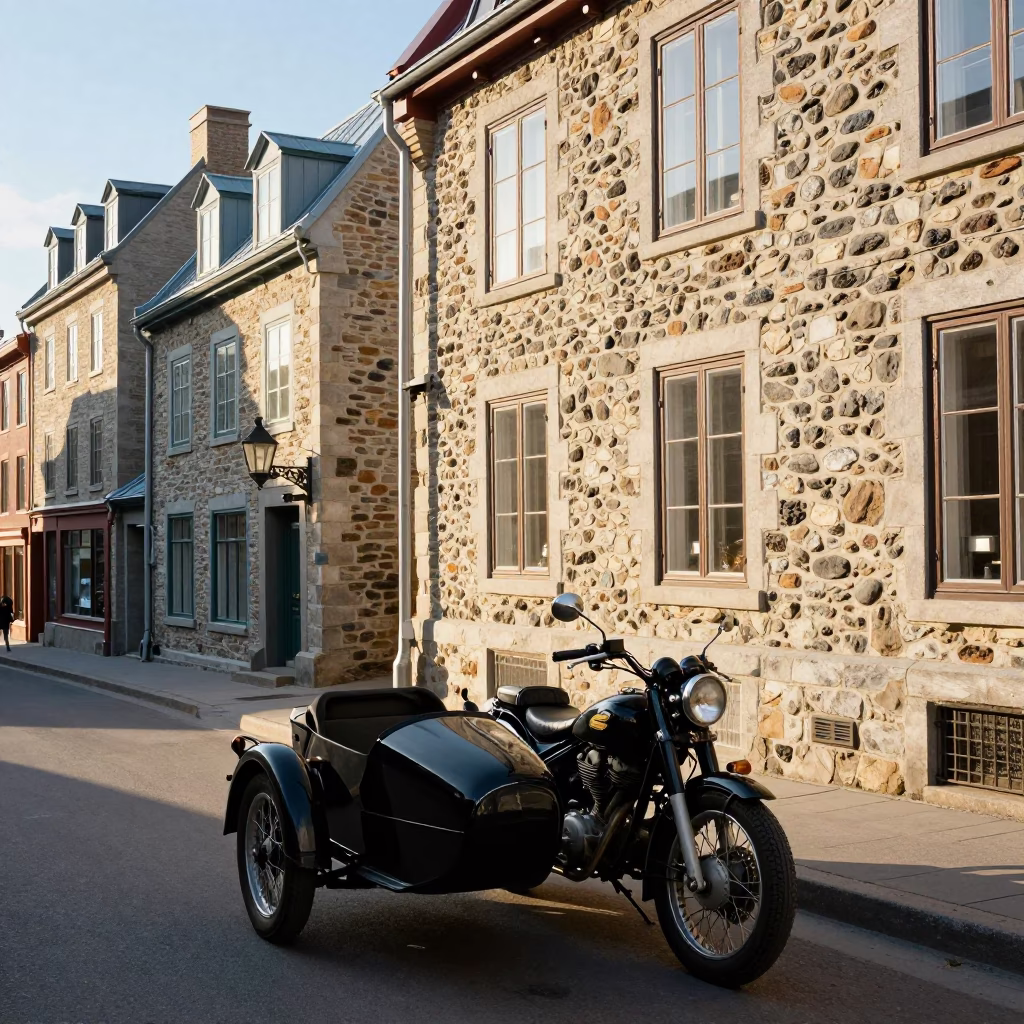 Clear Late-afternoon Light on Street Scene in Quebec City in in Quebec City, Quebec, Canada