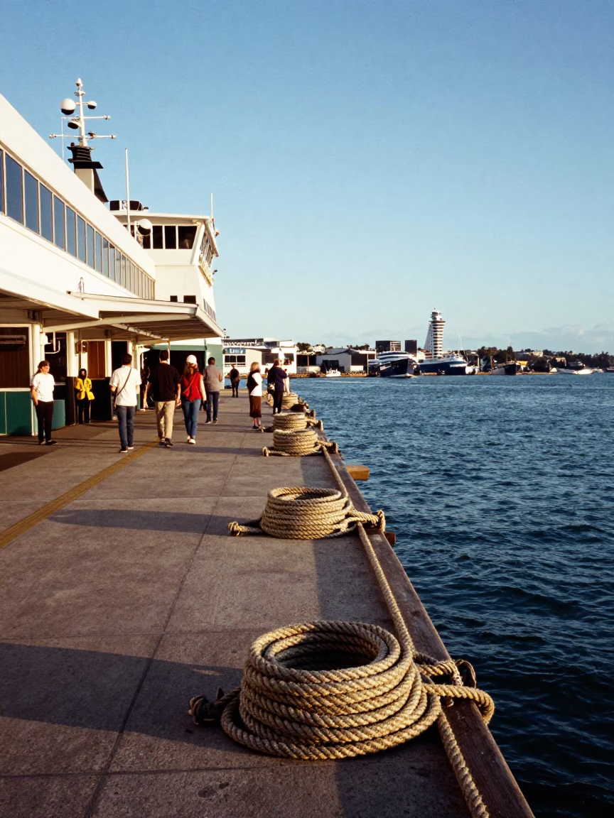 Clear Late-afternoon Light on Terminal Wharf in Auckland in in Auckland, New Zealand