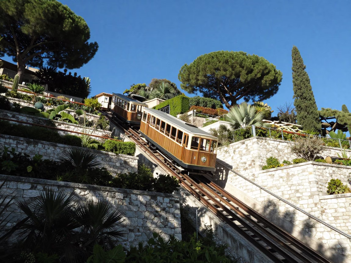 Clear Late-afternoon Light on Terraced Gardens in Nice in in Nice, France