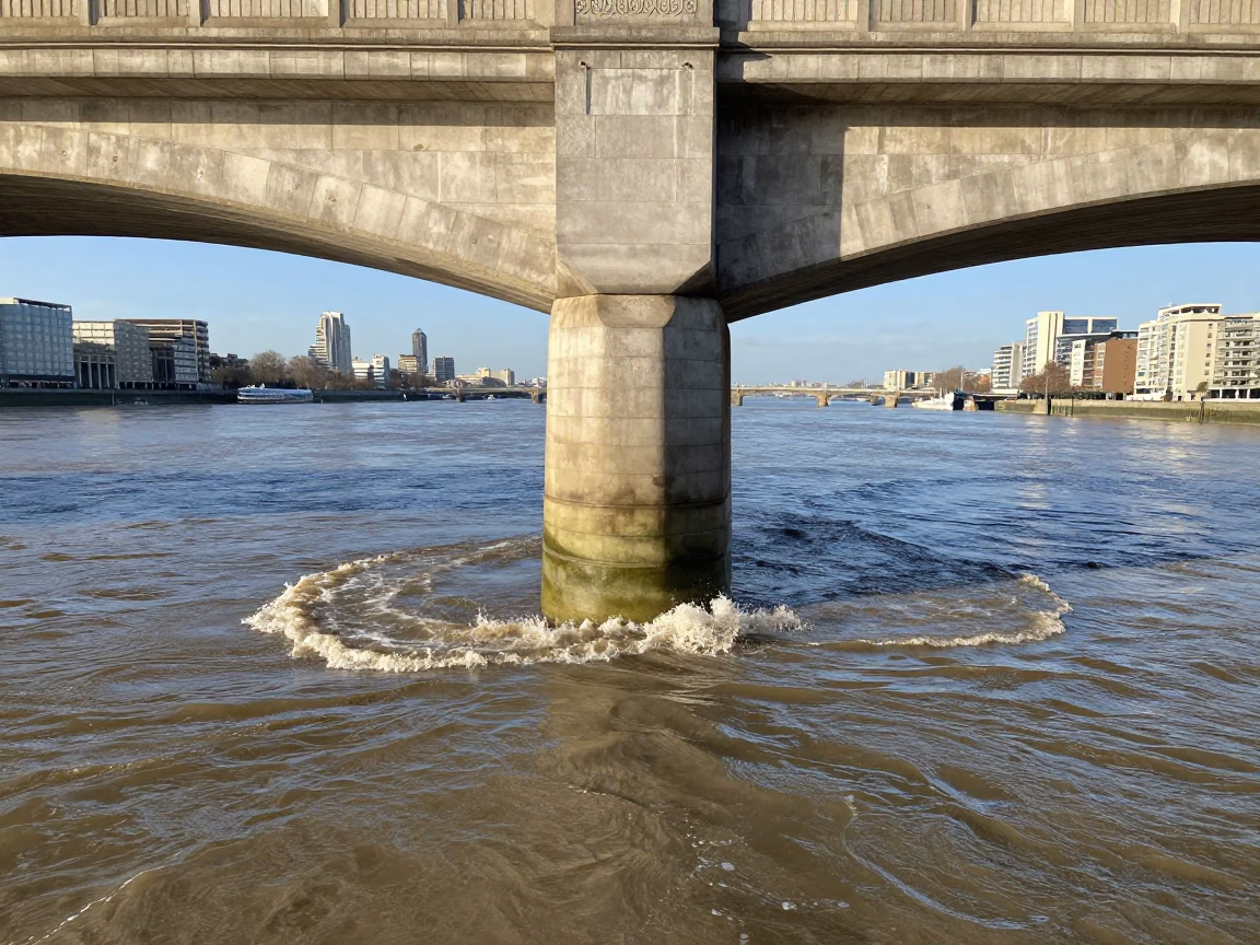 Clear Late-afternoon Light on Thames Water in London in in London, United Kingdom