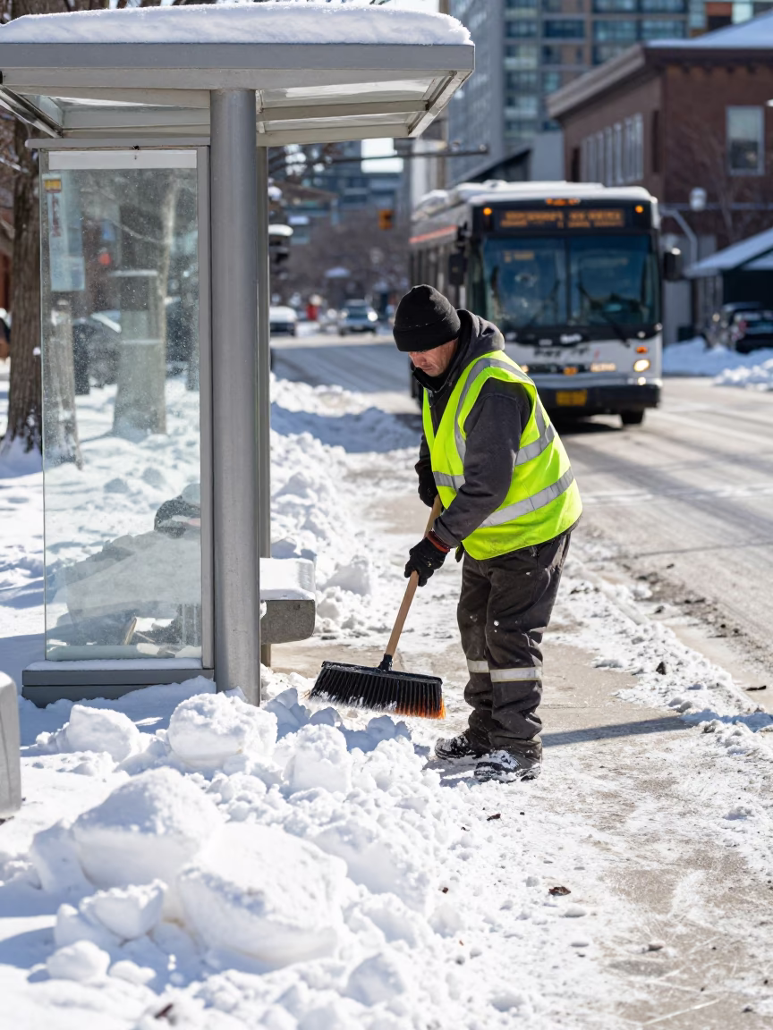 Clearing Snow in Toronto in in Toronto, Ontario, Canada