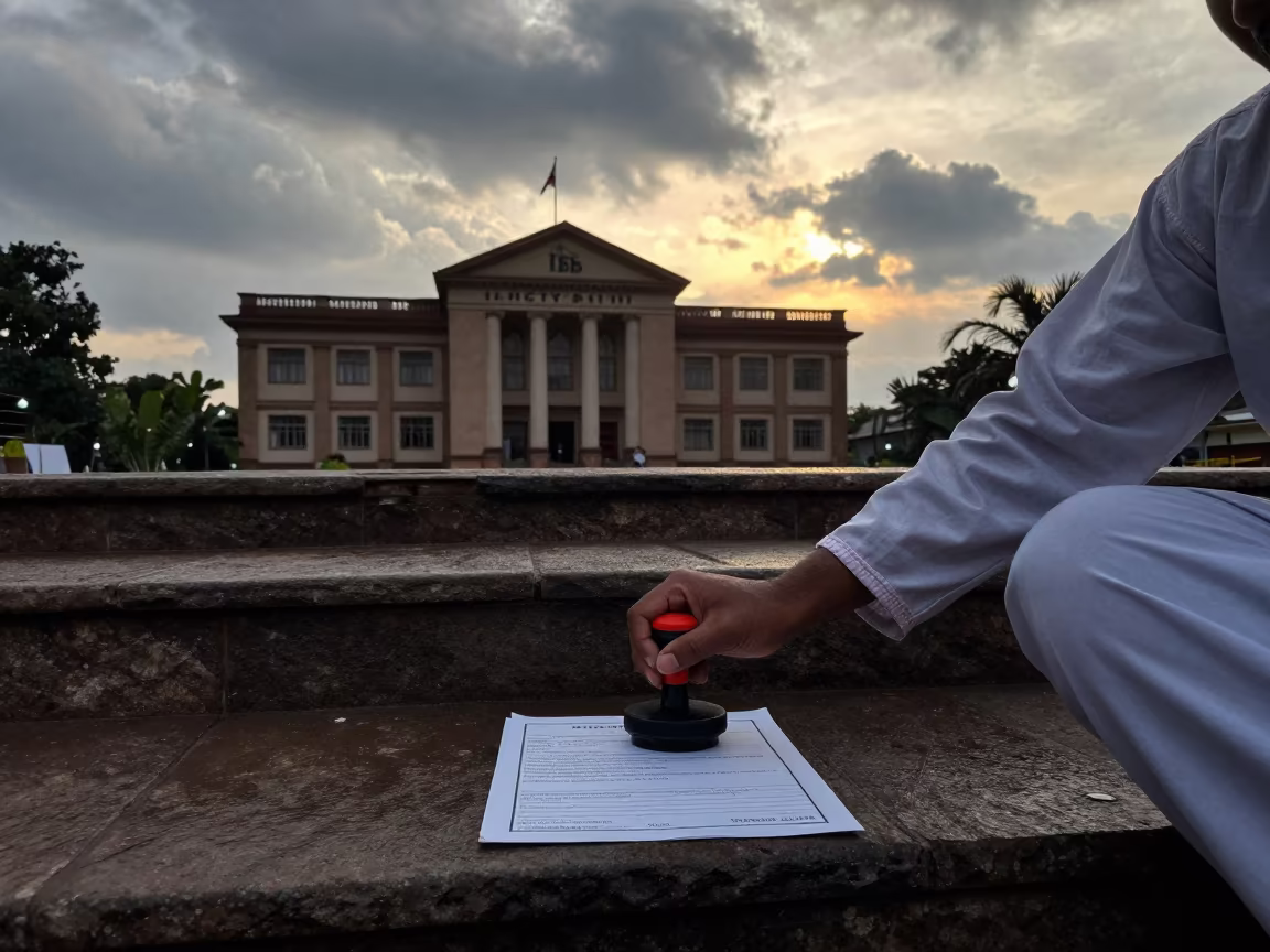 Clerk Seals Permits on City Hall Steps Ibb in on the steps of city hall in Ibb