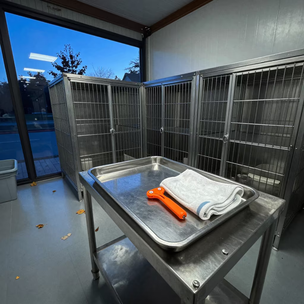 Clicker Tray in Autumn Grooming Bay in inside a grooming bay in Nawa