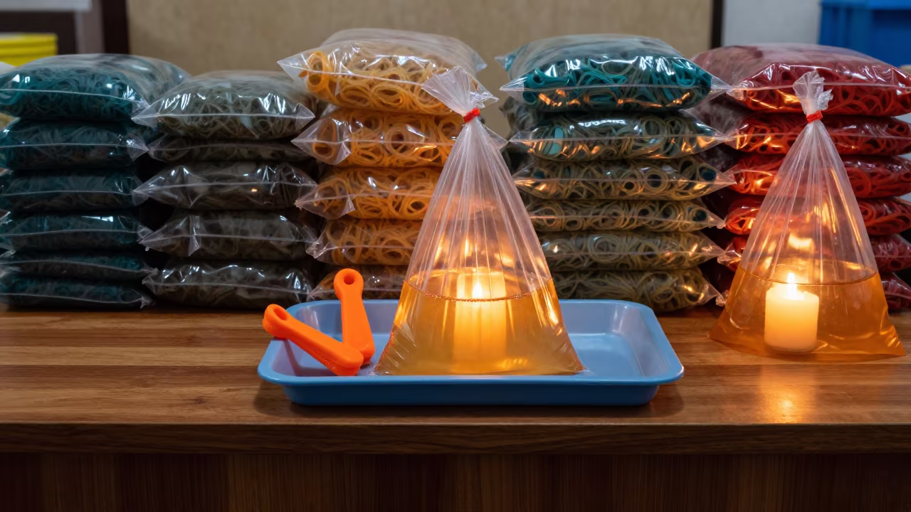 Clicker Tray in Bissau Fish Counter Evening in inside a fish bagging counter zone in Bissau
