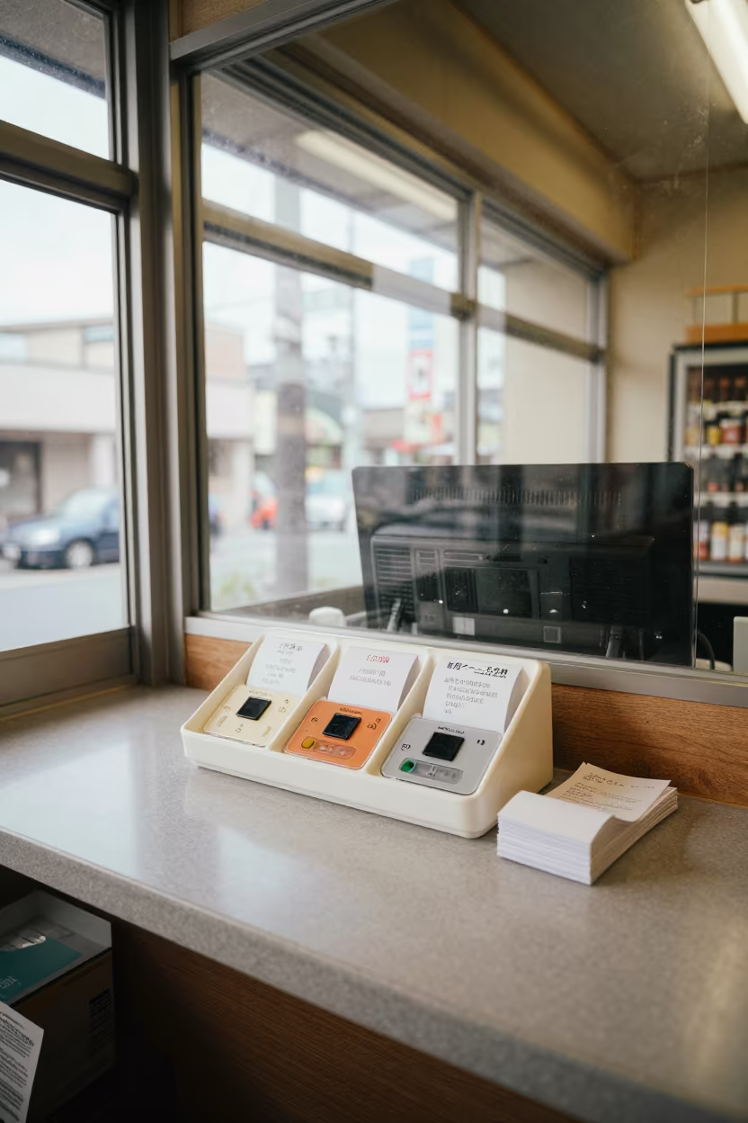Clicker Tray Ready for Store Opening Near Okayama in inside a storefront prepared for opening near Okayama