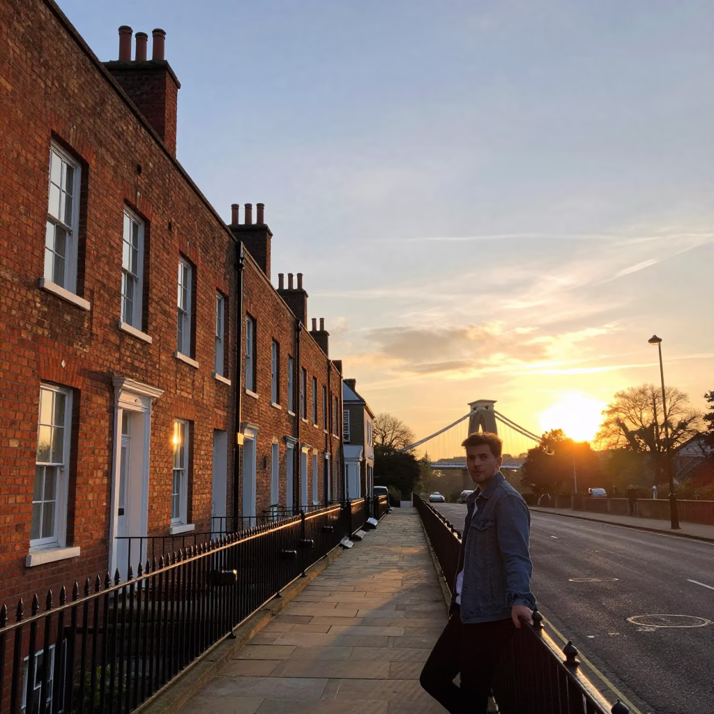 Clifton Suspension Bridge And Georgian Terraced Houses in Bristol in in Bristol, United Kingdom