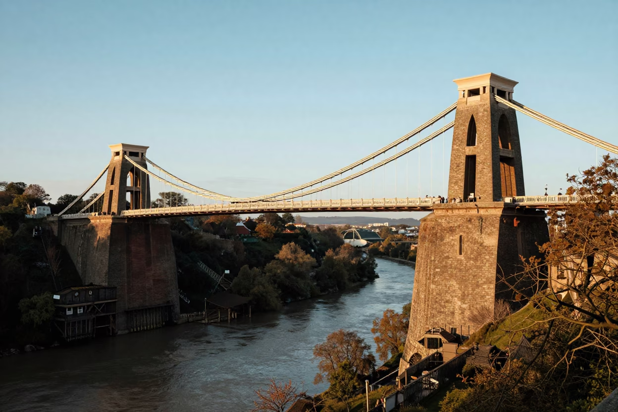 Clifton Suspension Bridge And River From Avon Gorge in Bristol in in Bristol, United Kingdom