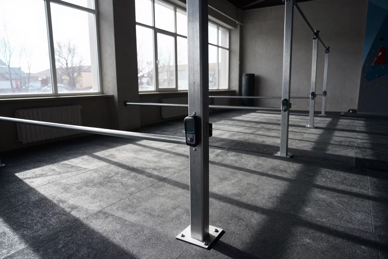 Climbing Gym Lap Counter Rail Winter Afternoon in inside a climbing gym warmup zone in Şanlıurfa