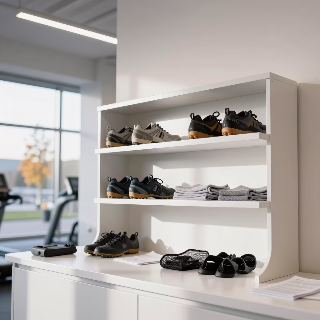 Climbing Shoe Deodorizer Shelf Gym Oslo in at a gym check-in desk near Oslo