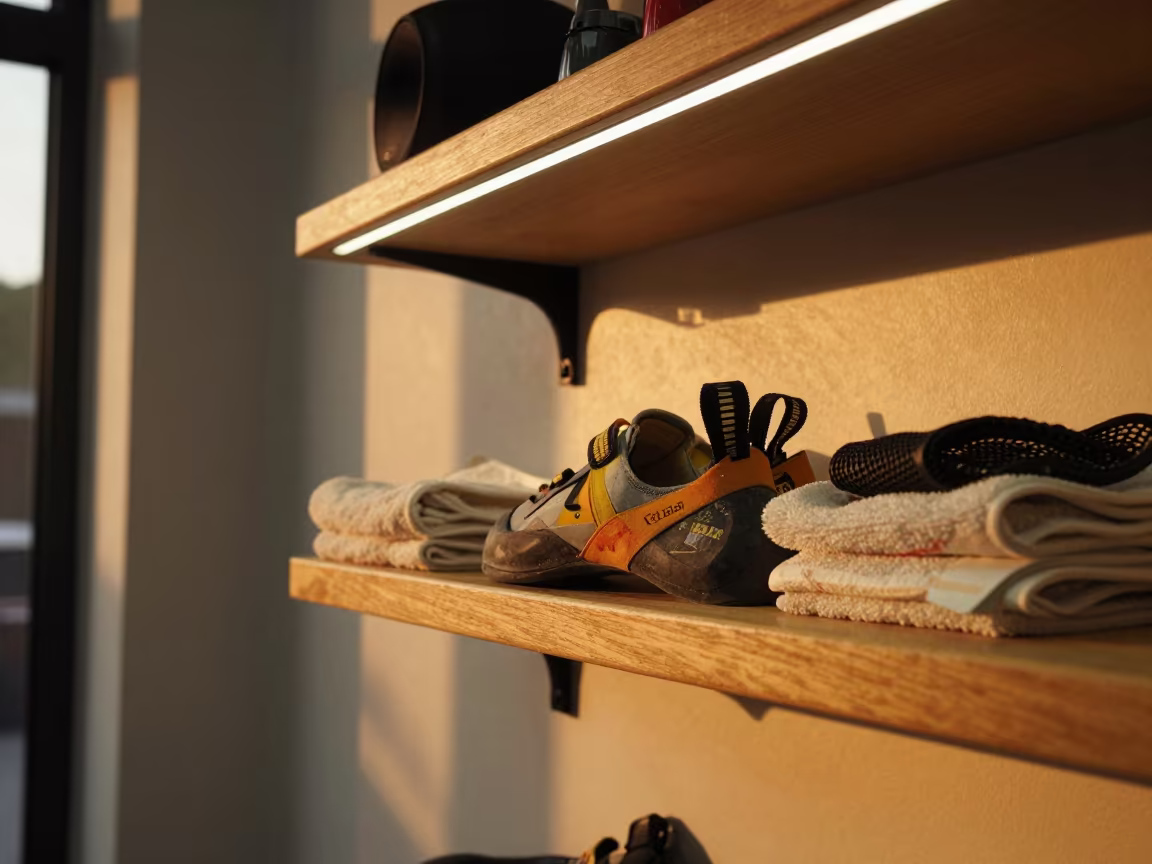 Climbing Shoe Deodorizer Shelf in Shenzhen Gym in inside a strength room in Shenzhen
