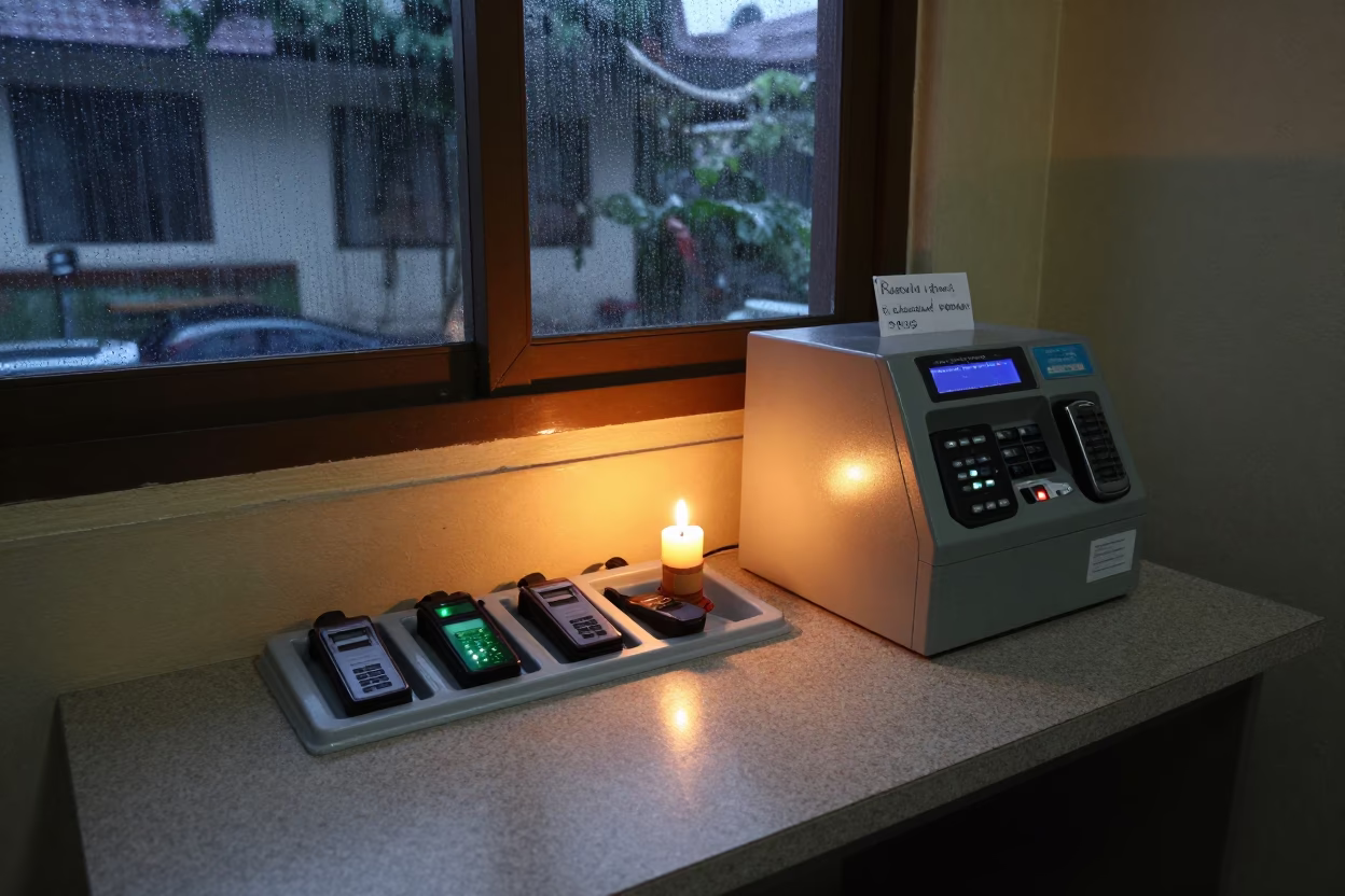 Clinic Pager Charging Bay Before Dawn in inside an imaging suite in Yogyakarta