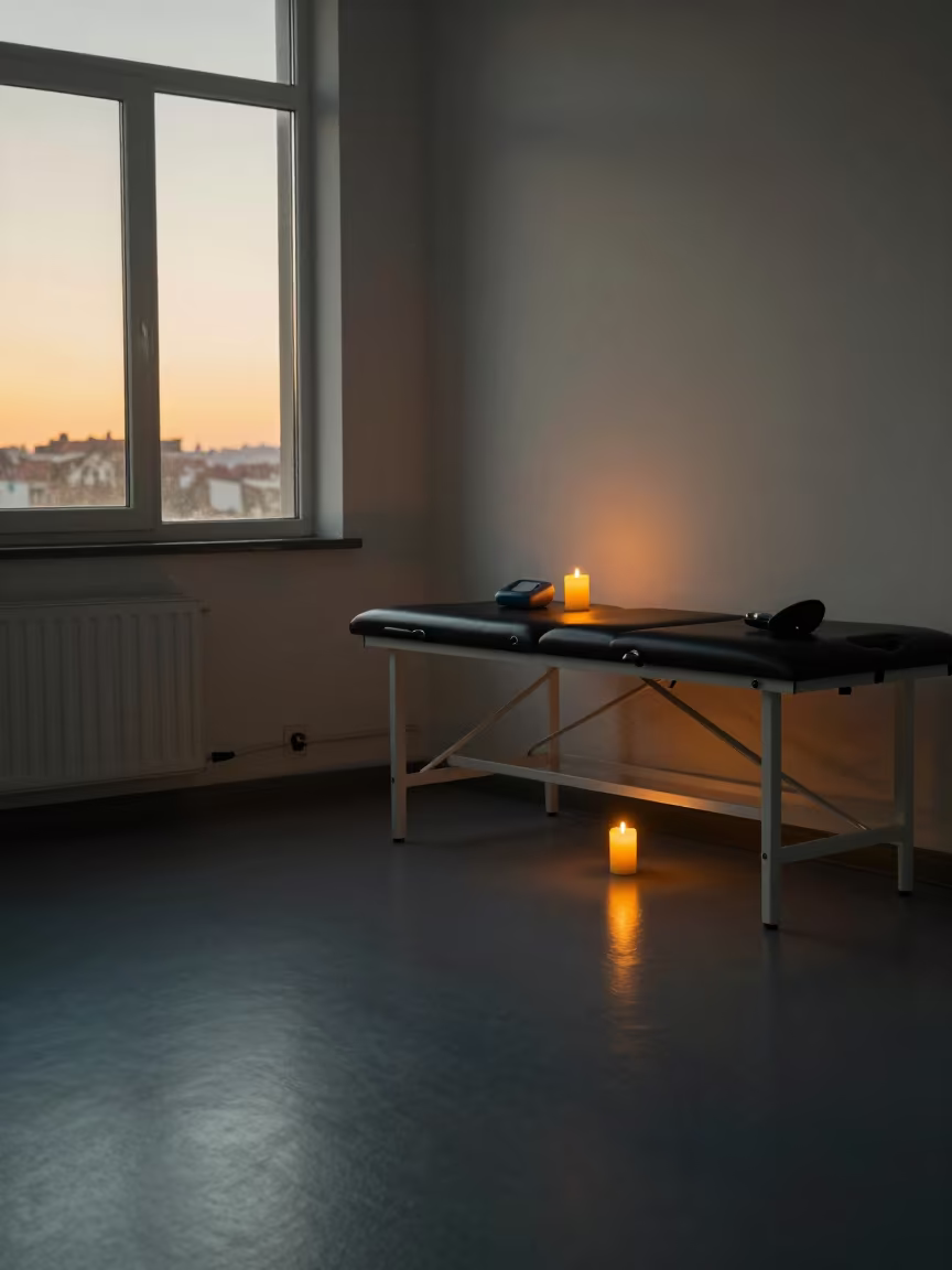 Clinic Pager Charging Bay Before Sunset in inside a rehabilitation gym near Soroti