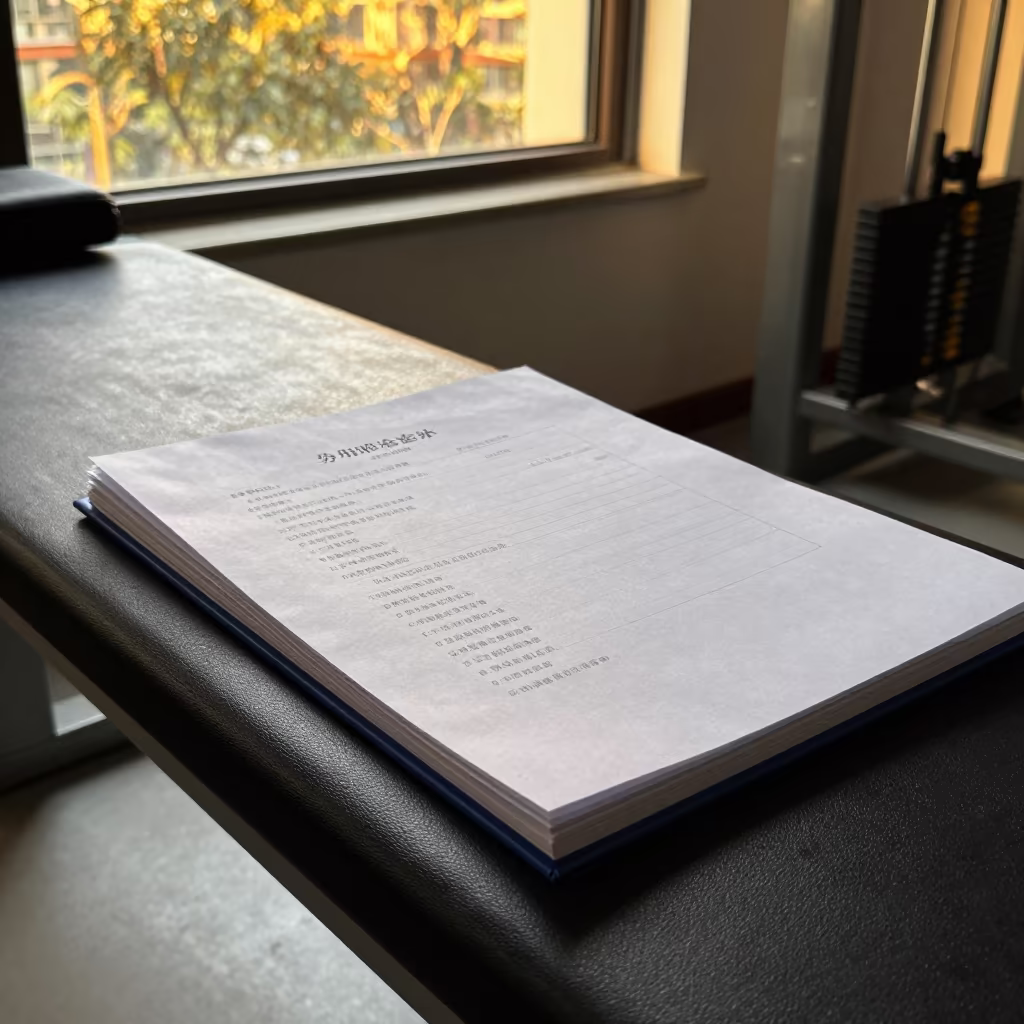 Clinic Sharps Audit Binder Before Dusk in Xiamen Gym in inside a rehabilitation gym in Xiamen