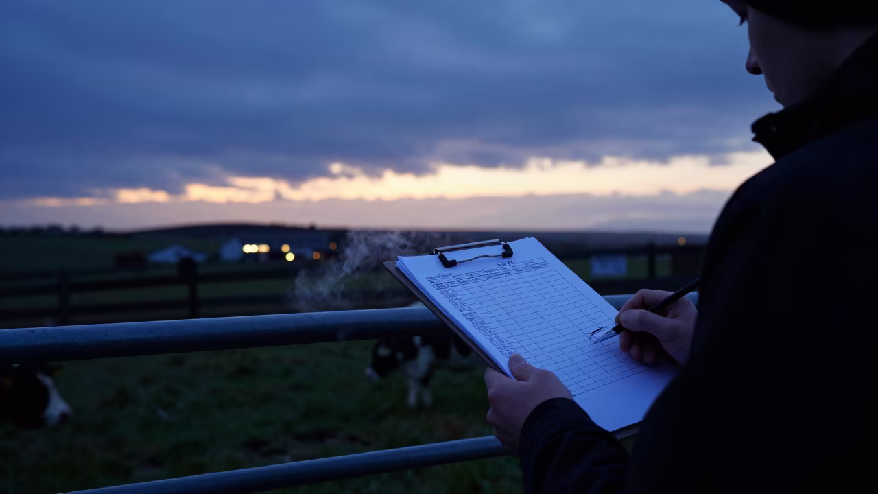 Clipboard Count at Irish Gate in Indigo Twilight in beside a pasture gate in Ireland
