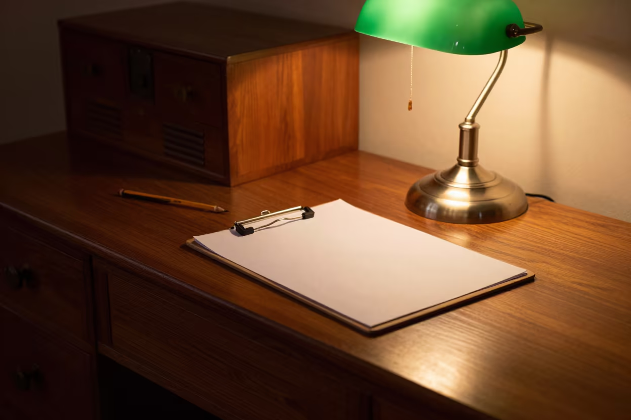 Clipboard and Lamp on Ramallah Pier Railing in on a pier railing in Ramallah