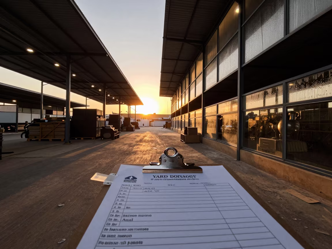 Clipboard With Yard Damage Note In Asyut Warehouse in inside a warehouse aisle in Asyut