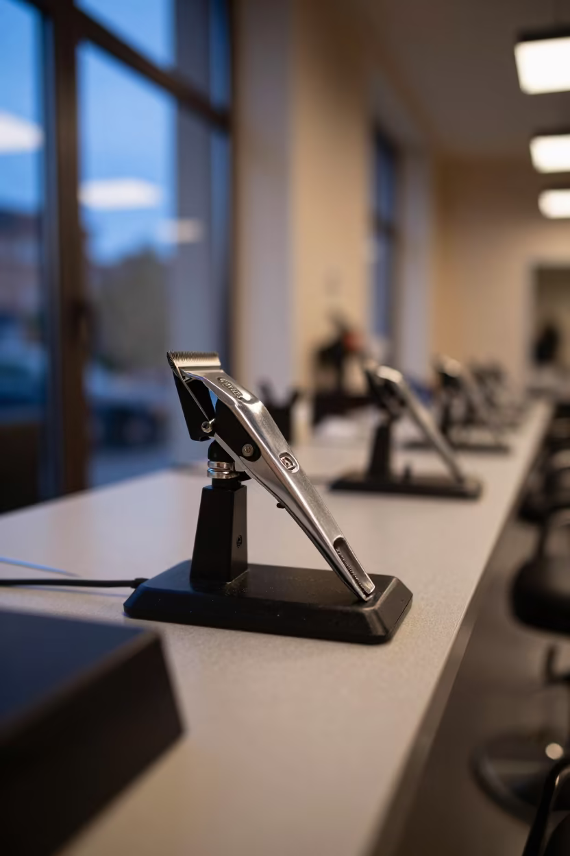 Clipper Gauge in Salon Row Evening Neon Light in inside a salon row near Poznan