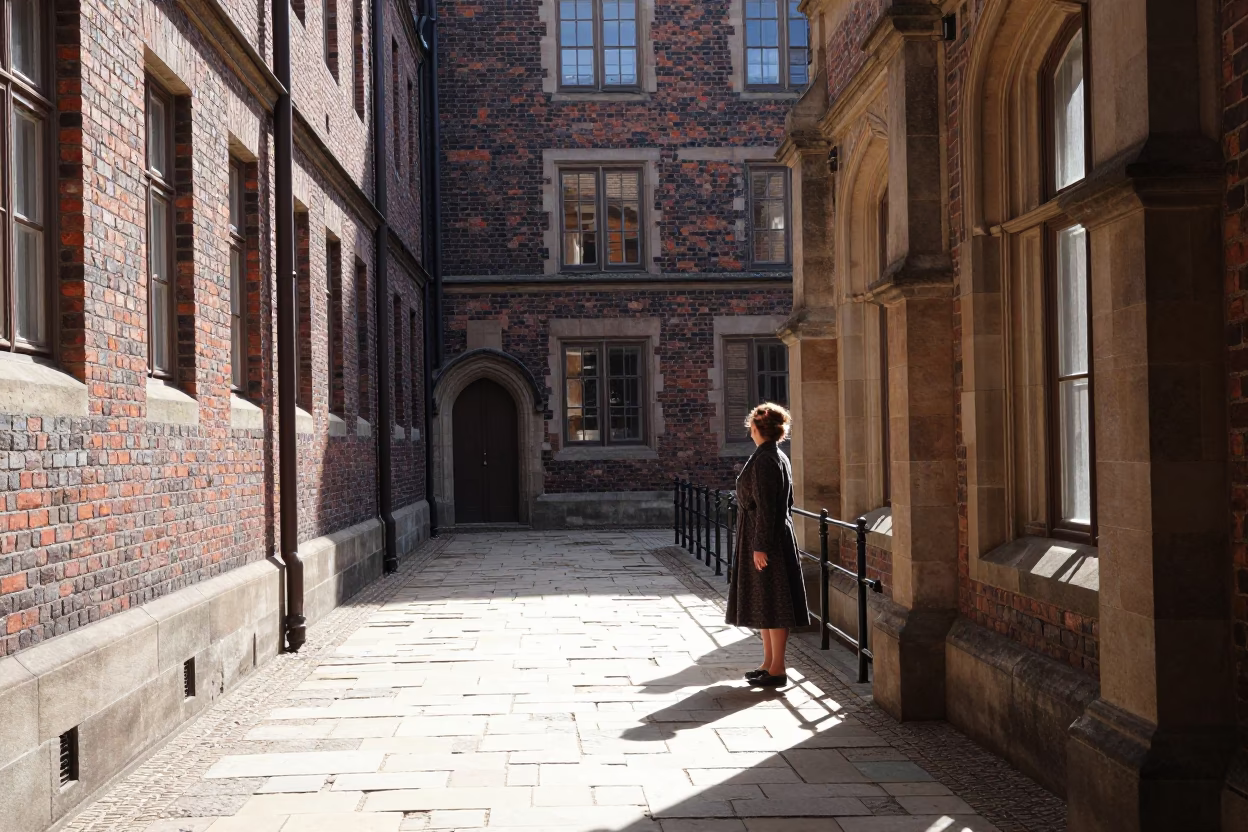 Cloister Walkway at Bright Midmorning Light in Copenhagen in in Copenhagen, Denmark