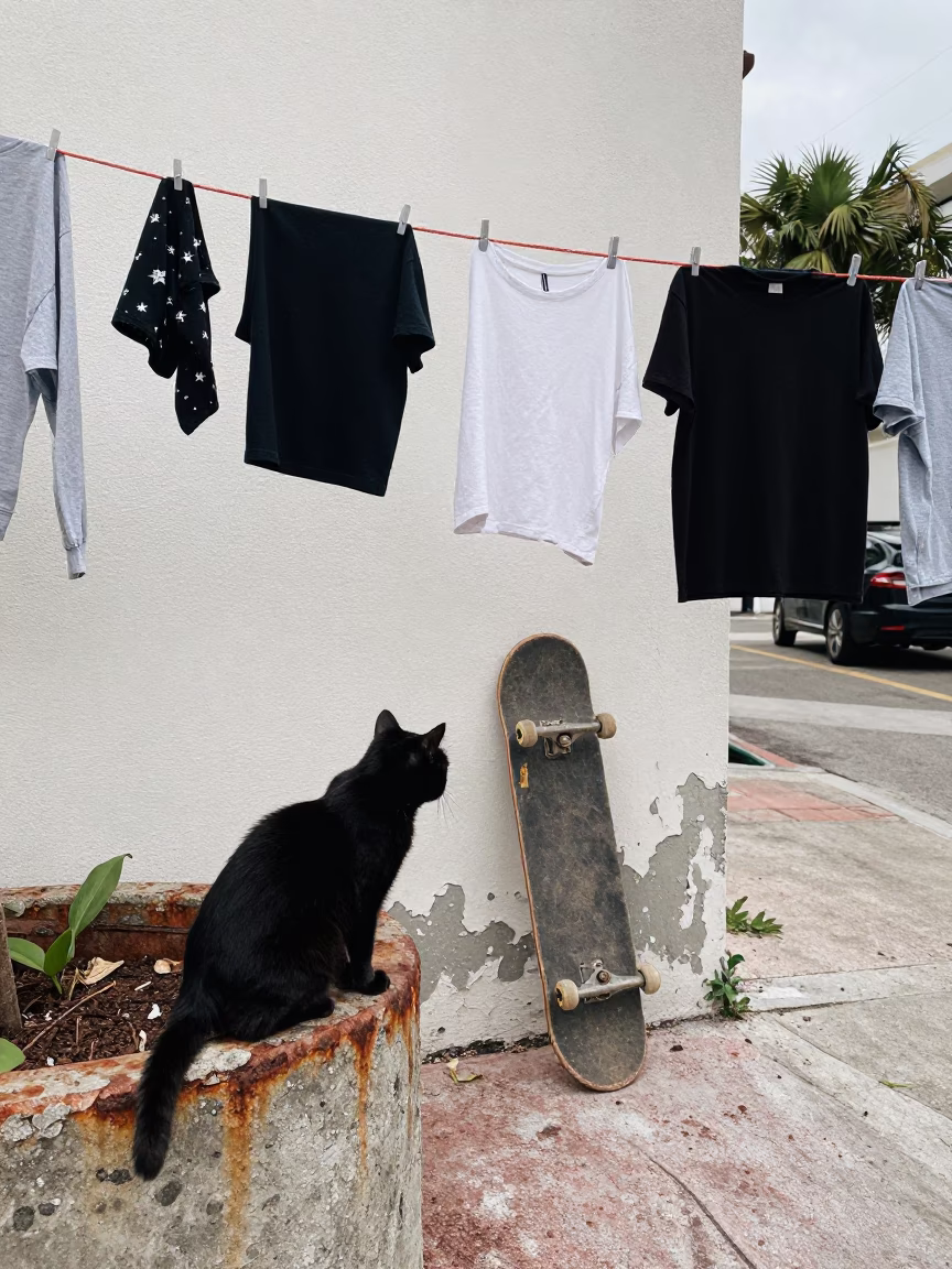 Clothesline in Miami at Midday Light in in Miami, Florida, United States