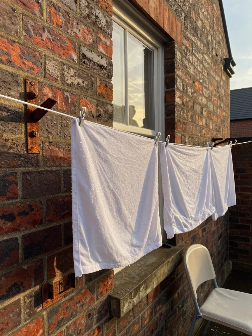 Clothesline just after sunrise in Liverpool in in Liverpool, United Kingdom