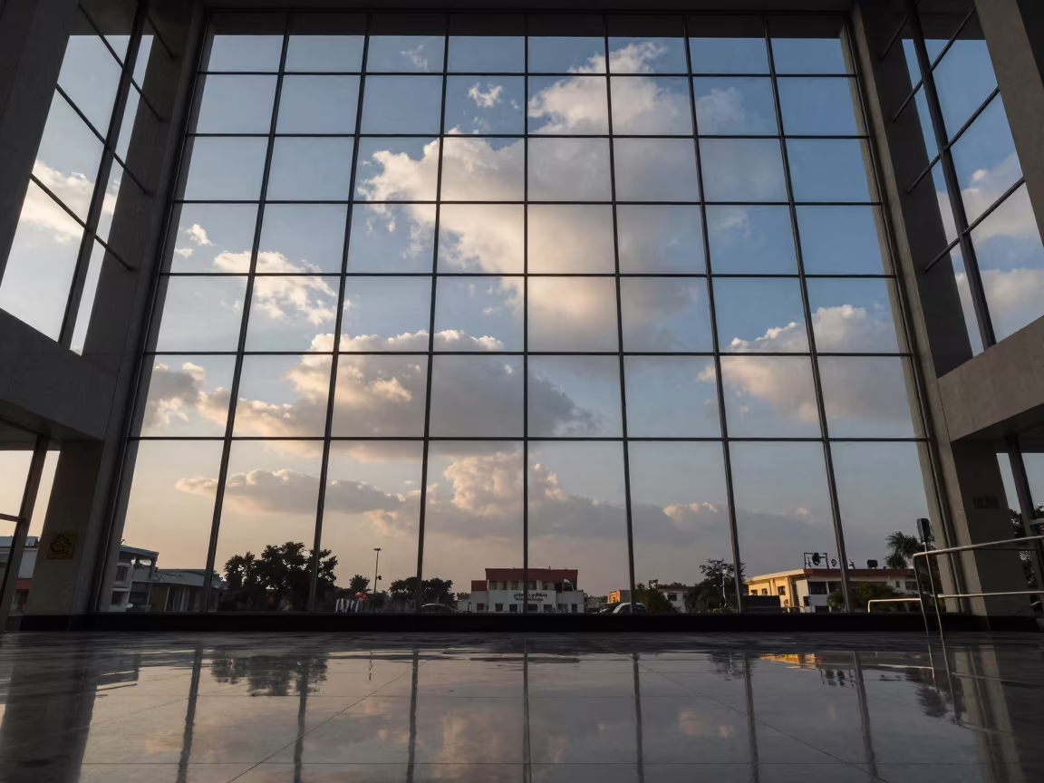 Cloud Reflections in Khuzdar Office Atrium in inside a vaulted atrium in Khuzdar