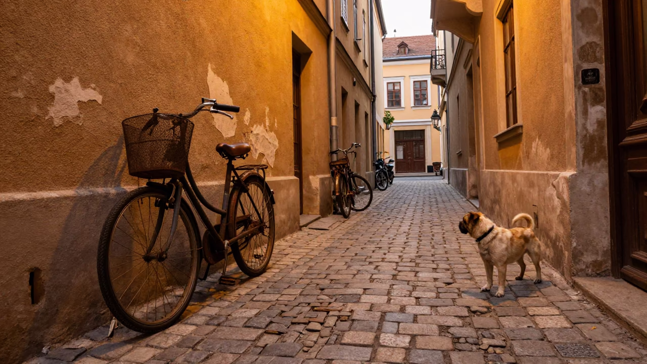 Cluttered Alleyway in Budapest in in Budapest, Hungary
