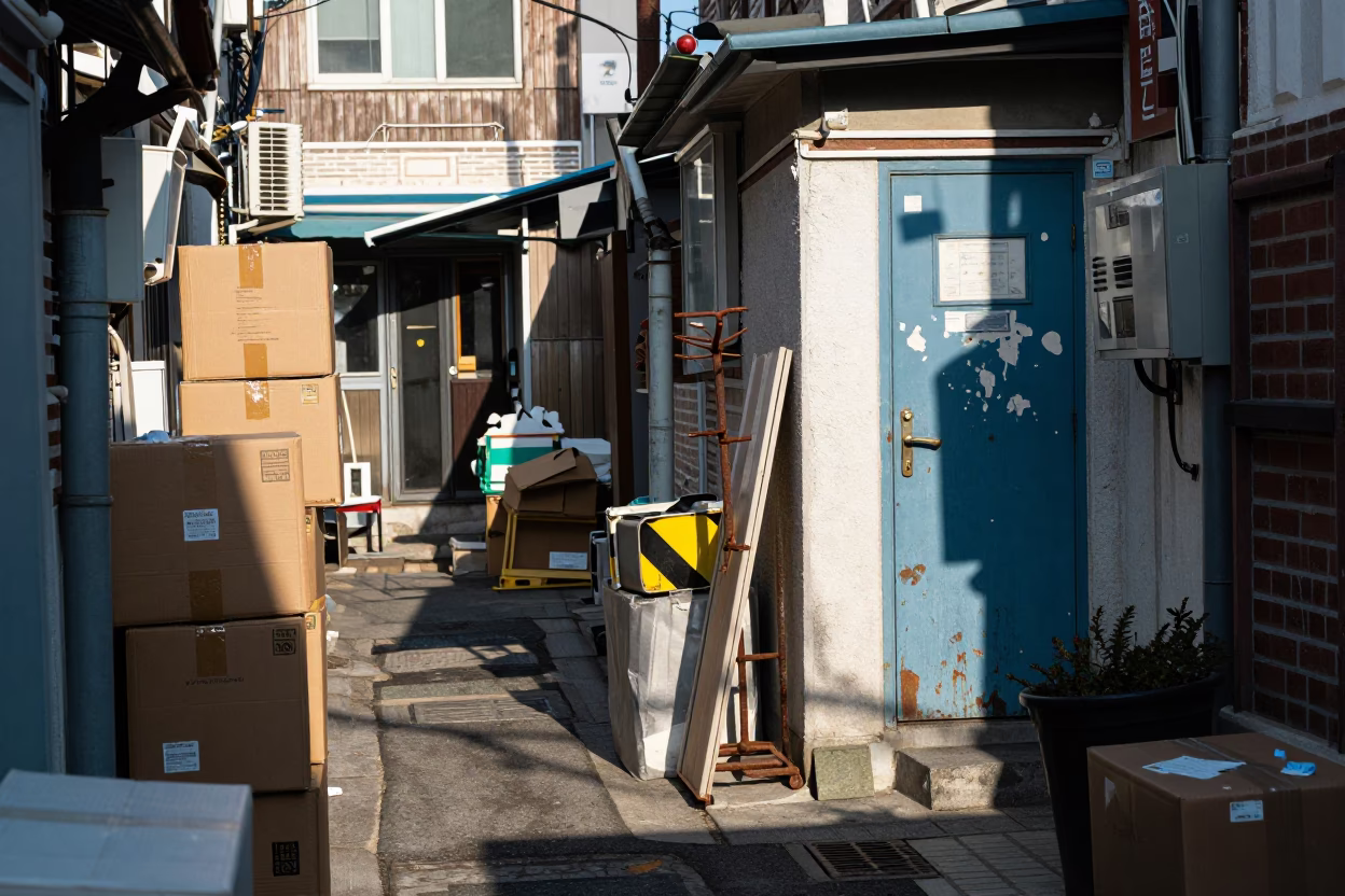 Cluttered Alleyway in Seoul in in Seoul, South Korea