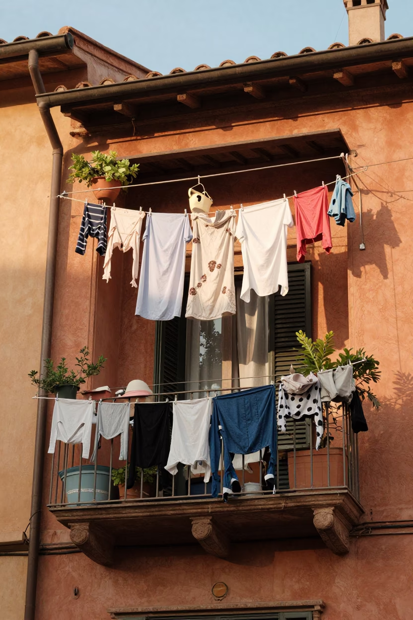 Cluttered Balcony in Bologna in in Bologna, Italy