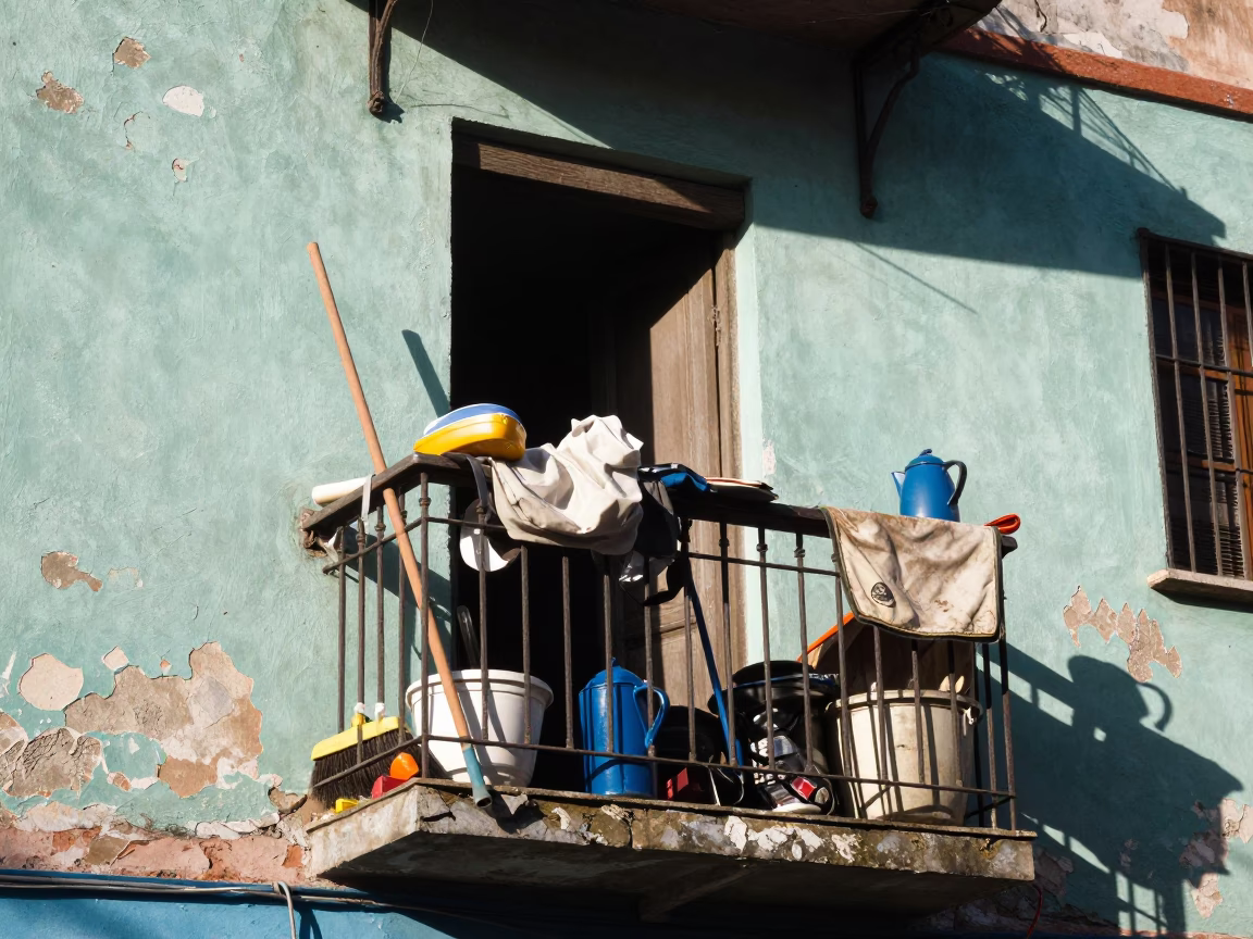 Cluttered Balcony in Buenos Aires in in Buenos Aires, Argentina